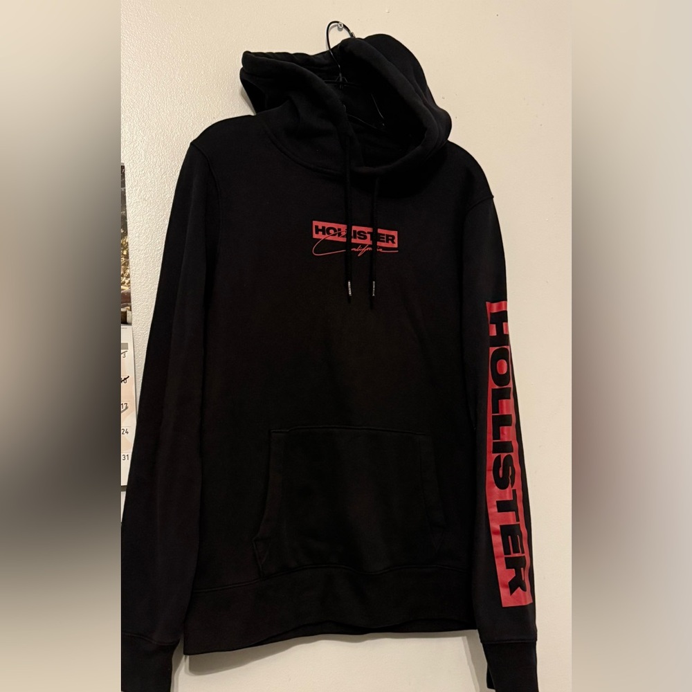 Hollister Black Hoodie with Red Accents